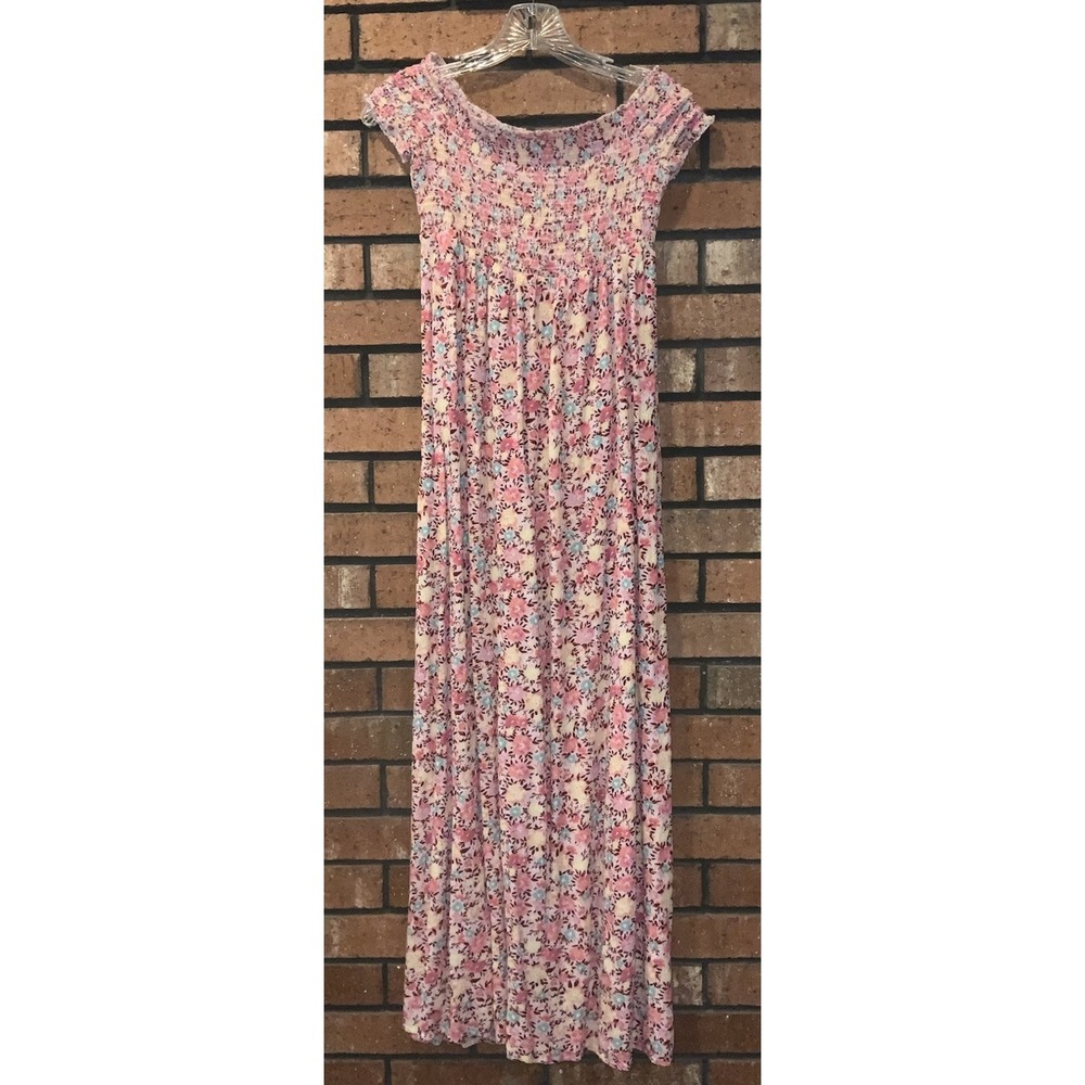 SO… Womens Juniors Floral Smocked Off Shoulder Maxi Dress Size M - Picture 1 of 3